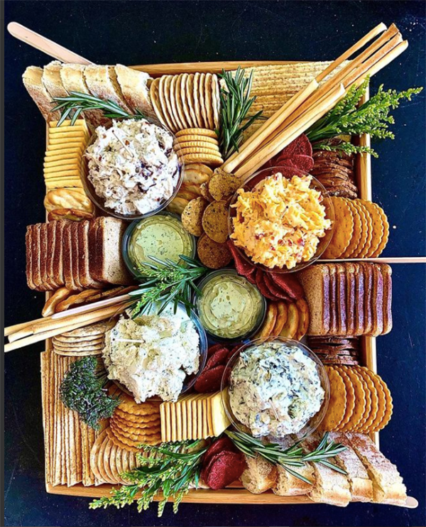 Dip and cracker charcuterie board